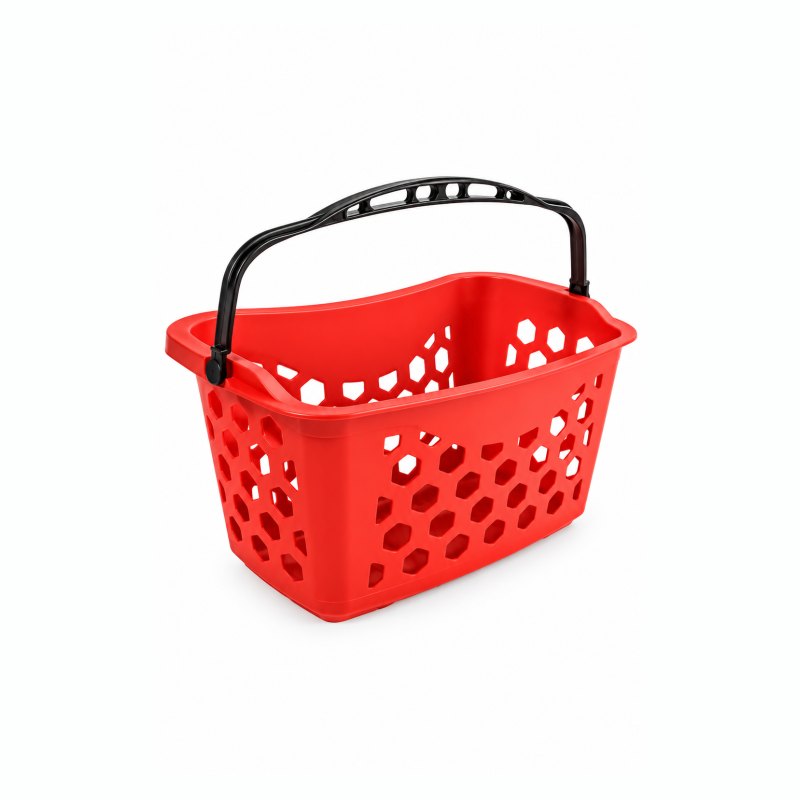New One - Kırmızı plastik sepet ve siyah sap